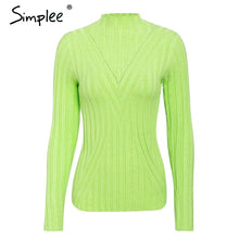 Load image into Gallery viewer, Simplee winter knitted women pullover sweater Long sleeve top turtleneck female sweater Chic ladies casual bestmatch jumper 2019