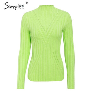 Simplee winter knitted women pullover sweater Long sleeve top turtleneck female sweater Chic ladies casual bestmatch jumper 2019