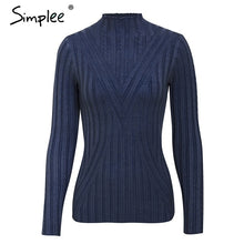 Load image into Gallery viewer, Simplee winter knitted women pullover sweater Long sleeve top turtleneck female sweater Chic ladies casual bestmatch jumper 2019