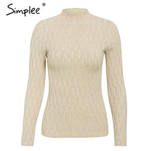 Load image into Gallery viewer, Simplee winter knitted women pullover sweater Long sleeve top turtleneck female sweater Chic ladies casual bestmatch jumper 2019