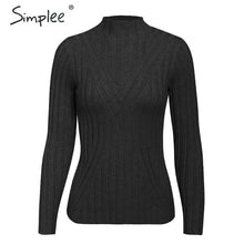 Load image into Gallery viewer, Simplee winter knitted women pullover sweater Long sleeve top turtleneck female sweater Chic ladies casual bestmatch jumper 2019