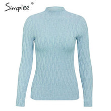 Load image into Gallery viewer, Simplee winter knitted women pullover sweater Long sleeve top turtleneck female sweater Chic ladies casual bestmatch jumper 2019