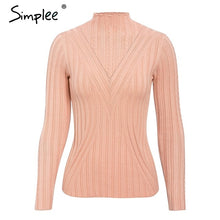 Load image into Gallery viewer, Simplee winter knitted women pullover sweater Long sleeve top turtleneck female sweater Chic ladies casual bestmatch jumper 2019