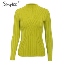Load image into Gallery viewer, Simplee winter knitted women pullover sweater Long sleeve top turtleneck female sweater Chic ladies casual bestmatch jumper 2019