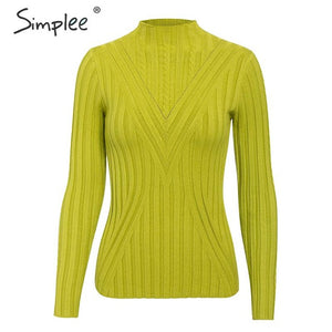 Simplee winter knitted women pullover sweater Long sleeve top turtleneck female sweater Chic ladies casual bestmatch jumper 2019