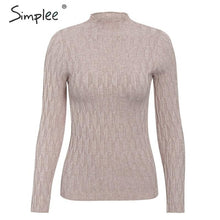 Load image into Gallery viewer, Simplee winter knitted women pullover sweater Long sleeve top turtleneck female sweater Chic ladies casual bestmatch jumper 2019