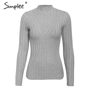 Simplee winter knitted women pullover sweater Long sleeve top turtleneck female sweater Chic ladies casual bestmatch jumper 2019