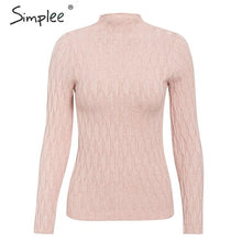 Load image into Gallery viewer, Simplee winter knitted women pullover sweater Long sleeve top turtleneck female sweater Chic ladies casual bestmatch jumper 2019