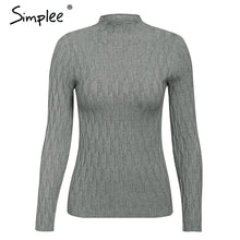 Load image into Gallery viewer, Simplee winter knitted women pullover sweater Long sleeve top turtleneck female sweater Chic ladies casual bestmatch jumper 2019