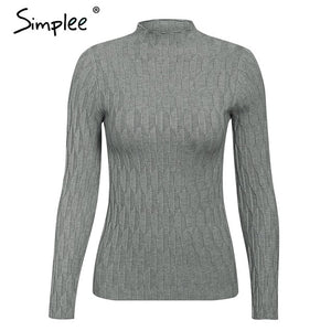 Simplee winter knitted women pullover sweater Long sleeve top turtleneck female sweater Chic ladies casual bestmatch jumper 2019
