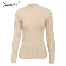 Load image into Gallery viewer, Simplee winter knitted women pullover sweater Long sleeve top turtleneck female sweater Chic ladies casual bestmatch jumper 2019