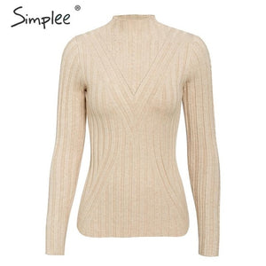 Simplee winter knitted women pullover sweater Long sleeve top turtleneck female sweater Chic ladies casual bestmatch jumper 2019