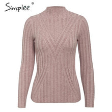 Load image into Gallery viewer, Simplee winter knitted women pullover sweater Long sleeve top turtleneck female sweater Chic ladies casual bestmatch jumper 2019