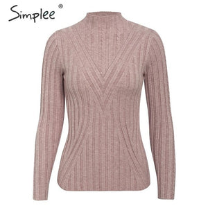 Simplee winter knitted women pullover sweater Long sleeve top turtleneck female sweater Chic ladies casual bestmatch jumper 2019