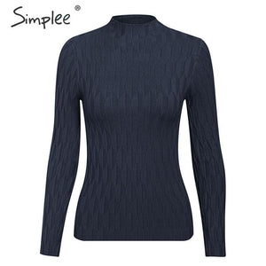 Simplee winter knitted women pullover sweater Long sleeve top turtleneck female sweater Chic ladies casual bestmatch jumper 2019