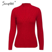 Load image into Gallery viewer, Simplee winter knitted women pullover sweater Long sleeve top turtleneck female sweater Chic ladies casual bestmatch jumper 2019