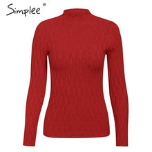Load image into Gallery viewer, Simplee winter knitted women pullover sweater Long sleeve top turtleneck female sweater Chic ladies casual bestmatch jumper 2019