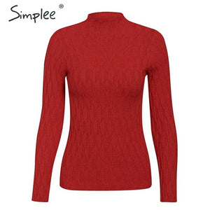 Simplee winter knitted women pullover sweater Long sleeve top turtleneck female sweater Chic ladies casual bestmatch jumper 2019