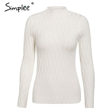 Load image into Gallery viewer, Simplee winter knitted women pullover sweater Long sleeve top turtleneck female sweater Chic ladies casual bestmatch jumper 2019