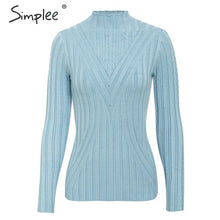 Load image into Gallery viewer, Simplee winter knitted women pullover sweater Long sleeve top turtleneck female sweater Chic ladies casual bestmatch jumper 2019