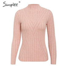 Load image into Gallery viewer, Simplee winter knitted women pullover sweater Long sleeve top turtleneck female sweater Chic ladies casual bestmatch jumper 2019