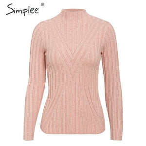 Simplee winter knitted women pullover sweater Long sleeve top turtleneck female sweater Chic ladies casual bestmatch jumper 2019
