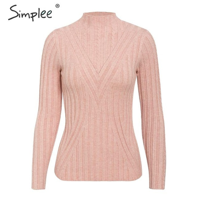 Simplee winter knitted women pullover sweater Long sleeve top turtleneck female sweater Chic ladies casual bestmatch jumper 2019