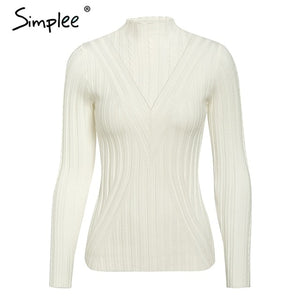 Simplee winter knitted women pullover sweater Long sleeve top turtleneck female sweater Chic ladies casual bestmatch jumper 2019