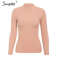 Load image into Gallery viewer, Simplee winter knitted women pullover sweater Long sleeve top turtleneck female sweater Chic ladies casual bestmatch jumper 2019
