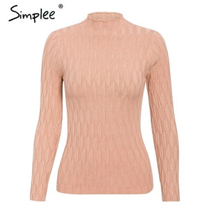 Simplee winter knitted women pullover sweater Long sleeve top turtleneck female sweater Chic ladies casual bestmatch jumper 2019