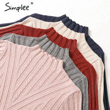 Load image into Gallery viewer, Simplee winter knitted women pullover sweater Long sleeve top turtleneck female sweater Chic ladies casual bestmatch jumper 2019